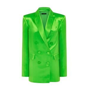 Alex Perry Carlton Duchess Satin Double-Breasted Blazer - 0 - Green